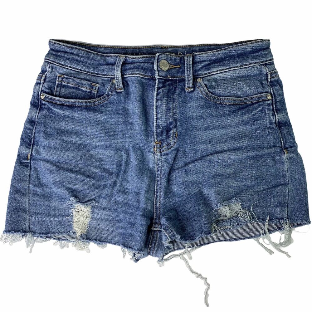 Vanilla Star Cutoff Jean Shorty Shorts Juniors Sz 9 Super High‎ Rise Distressed